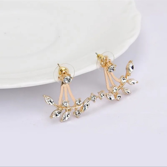 *2/$10 NEW! Creative Minimalist Geometric Drop Earrings Leaf Rhinestone Stud - Picture 2 of 6